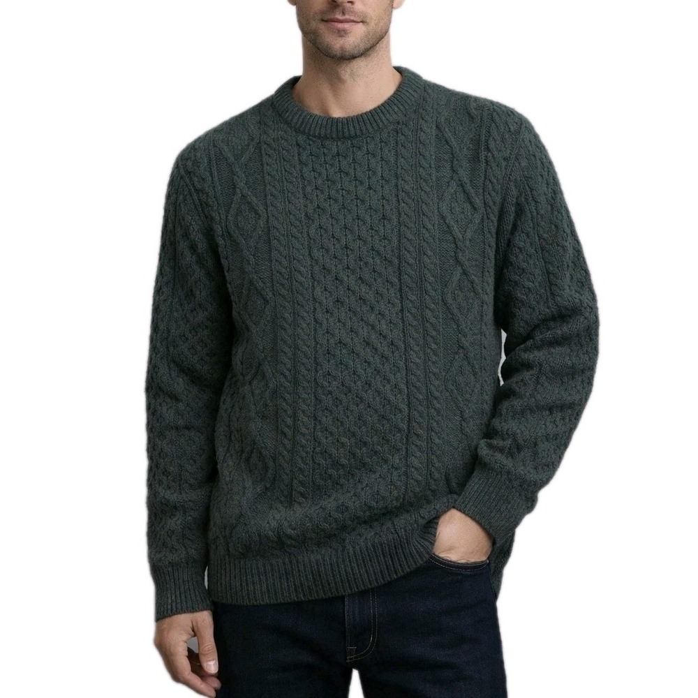 Aran Crafts Wool Sweater Mens XL Honeycomb Fisherman Cable Knit Irish‎